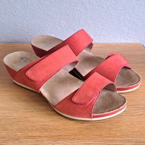Dansko Vienna Slide Women’s Size 9 EU 39 Red Tomato Leather Sandals Wedge